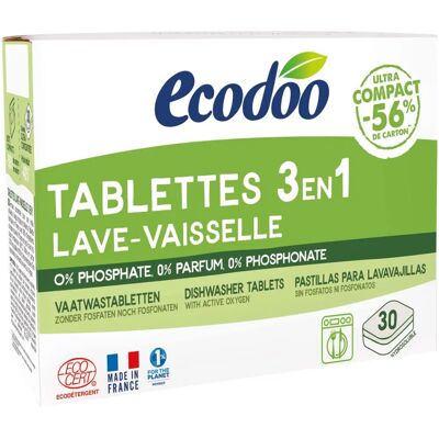 Ecodoo Dishwasher Tablets - 30 Units - 3-in-1 Ecodoo Dishwasher Tablets - 30 Units - 3-in-1