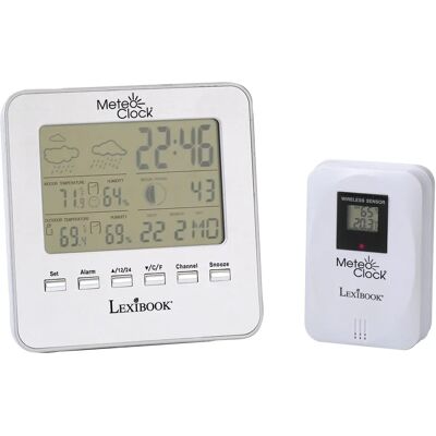 Station météo Lexibook Argent - Phases de la lune, Capteur étanche, Alarme & snooze Station météo Lexibook Argent - Phases de la lune, Capteur étanche, Alarme & snooze