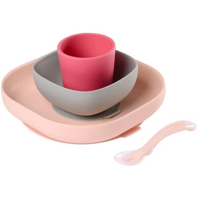 Beaba 913429 Silicone Meal Set - Pink - Dinnerware Set Beaba 913429 Silicone Meal Set - Pink - Dinnerware Set