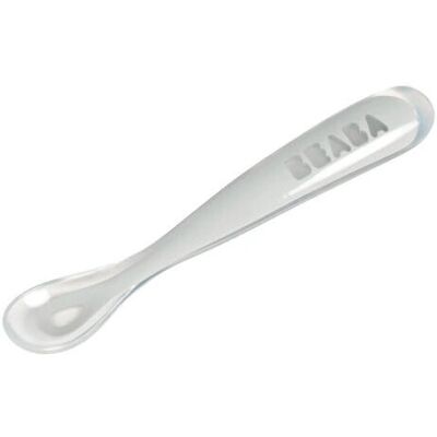 Cuillère en Silicone Ergonomique Bébé - 4+ Mois - Gris - Publicité Cuillère en Silicone Ergonomique Bébé - 4+ Mois - Gris - Publicité