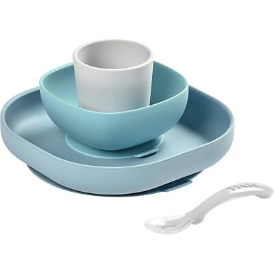 Beaba Baby Silicone Meal Set - Jungle Mist Baby Toddler Dinner Plate Beaba Baby Silicone Meal Set - Jungle Mist Baby Toddler Dinner Plate