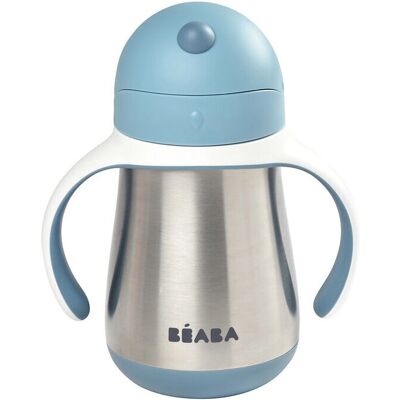 Beaba Roestvrijstalen Rietje Beker 250ml Lichtblauw - Fles Beaba Roestvrijstalen Rietje Beker 250ml Lichtblauw - Fles