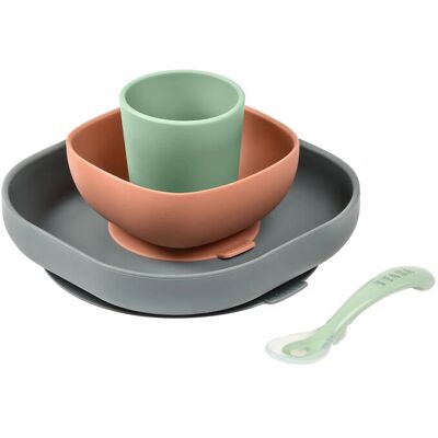 BEABA 913543 Set di stoviglie in silicone - 4 pezzi antiscivolo per bambini BEABA 913543 Set di stoviglie in silicone - 4 pezzi antiscivolo per bambini