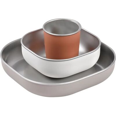 BEABA Stainless Steel 3-Piece Lunchbox Terracotta BEABA Stainless Steel 3-Piece Lunchbox Terracotta