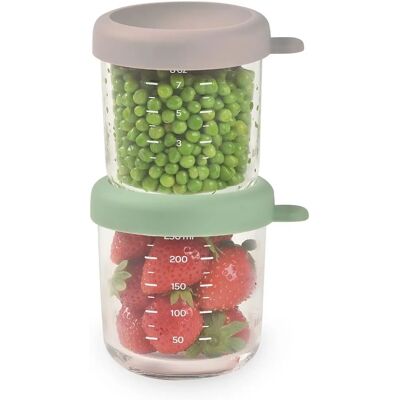 Beaba Sage Green Baby Food Storage Containers - Set of 2 - Baby Food Jars Beaba Sage Green Baby Food Storage Containers - Set of 2 - Baby Food Jars