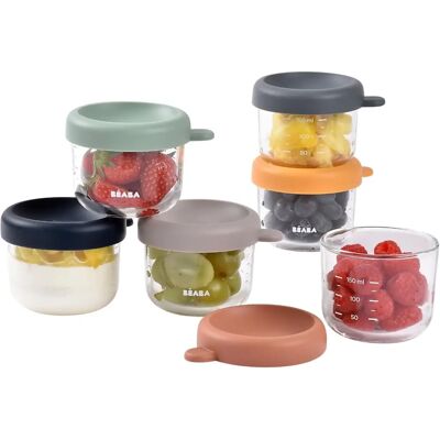 Beaba Sunrise Glass Food Storage Set - 6 Pcs Beaba Sunrise Glass Food Storage Set - 6 Pcs