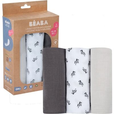 Mousseline biologique Beaba - 70x70cm - Pack de 3 - Publicité Mousseline biologique Beaba - 70x70cm - Pack de 3 - Publicité