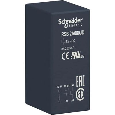 Relais de puissance Schneider Electric RSB - DPDT 8A - 12V DC - Publicité Relais de puissance Schneider Electric RSB - DPDT 8A - 12V DC - Publicité