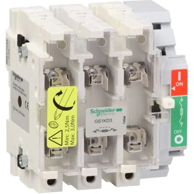 Schneider Electric GS1KD3 Disjoncteur avec Fusible - 125A 3P - Publicité Schneider Electric GS1KD3 Disjoncteur avec Fusible - 125A 3P - Publicité
