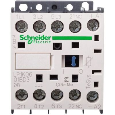 Schneider Electric Leistungsschütz LP1K0601BD3 - 3-polig, 24V DC, 6A Schneider Electric Leistungsschütz LP1K0601BD3 - 3-polig, 24V DC, 6A