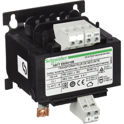 Schneider Electric ABT7ESM010B Transformateur 100VA 24VAC 230VAC - Isolation - Publicité Schneider Electric ABT7ESM010B Transformateur 100VA 24VAC 230VAC - Isolation - Publicité