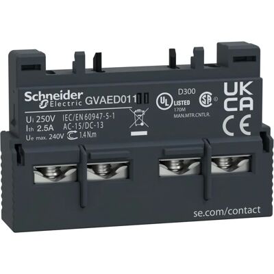 Schneider Electric GVAED011 - Bloque de contactos auxiliares - 2 contactos, montaje frontal Schneider Electric GVAED011 - Bloque de contactos auxiliares - 2 contactos, montaje frontal