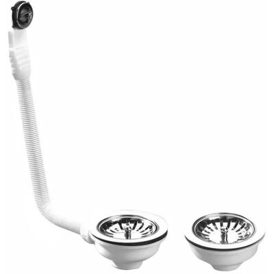 NICOLL Sifone in acciaio inox con troppo pieno - D.90mm - Lavello doppio NICOLL Sifone in acciaio inox con troppo pieno - D.90mm - Lavello doppio