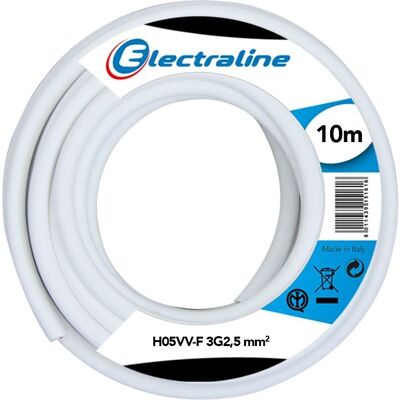 Electraline 20607085J - Cavo Flessibile in Rame Bianco da 10m - Cavo Elettrico Electraline 20607085J - Cavo Flessibile in Rame Bianco da 10m - Cavo Elettrico