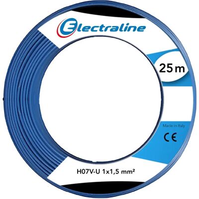 Electraline H07V-U Câble 1,5mm² Bleu - Usage Intérieur - Publicité Electraline H07V-U Câble 1,5mm² Bleu - Usage Intérieur - Publicité