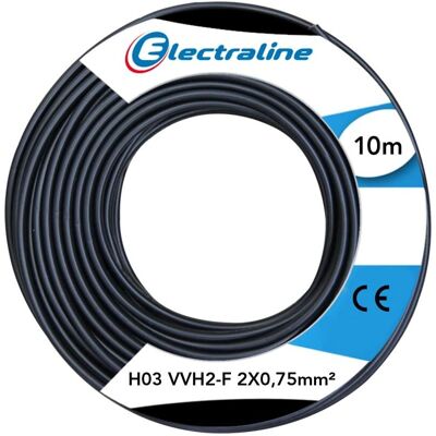 Câble électrique flexible ELECTRALINE HO3VVH2F 2x0,75mm² 10M Noir - Câble électrique - Publicité Câble électrique flexible ELECTRALINE HO3VVH2F 2x0,75mm² 10M Noir - Câble électrique - Publicité