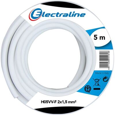 Câble Electraline Blanc 5m HO5VVF - Câble électrique Câble Electraline Blanc 5m HO5VVF - Câble électrique