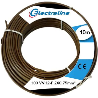 Electraline Modèle HO3VVH2F Câble électrique flexible - 10m - Or Electraline Modèle HO3VVH2F Câble électrique flexible - 10m - Or