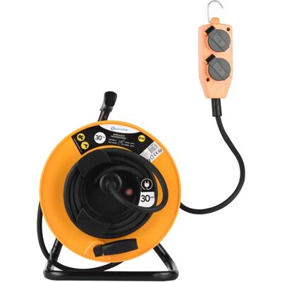 Electraline Kabeltrommel - 30m, Erdung, IP44, Kunststoff, 4 Steckdosen Electraline Kabeltrommel - 30m, Erdung, IP44, Kunststoff, 4 Steckdosen