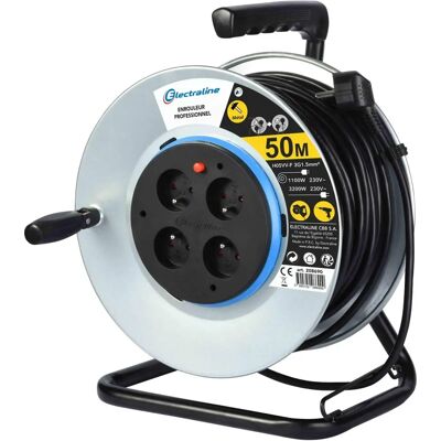 Electraline Kabelaufroller - 50m, 4 Steckdosen, Metall, IP20 Electraline Kabelaufroller - 50m, 4 Steckdosen, Metall, IP20