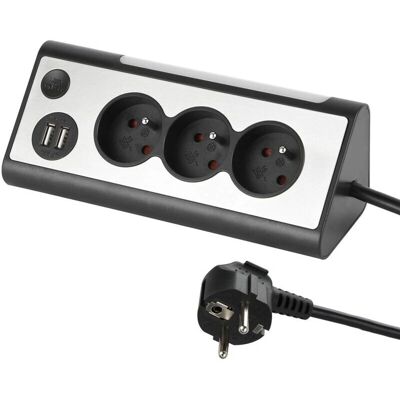 ELECTRALINE 35430 - Steckerleiste - 3 Steckdosen, 2 USB, LED-Schalter, 1,5m Kabel ELECTRALINE 35430 - Steckerleiste - 3 Steckdosen, 2 USB, LED-Schalter, 1,5m Kabel