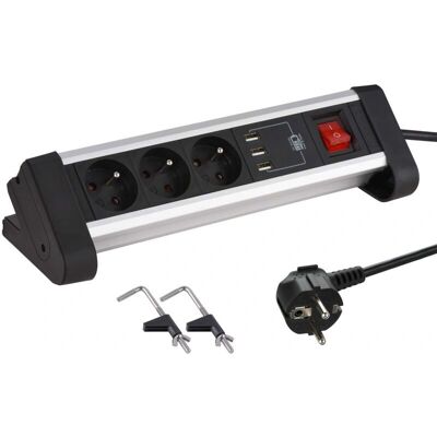 ELECTRALINE 35439 Multiprise - 3 prises, 3USB, 1,5m, Noir - Publicité ELECTRALINE 35439 Multiprise - 3 prises, 3USB, 1,5m, Noir - Publicité