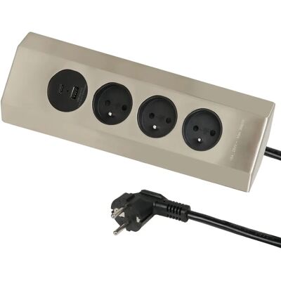 Electraline Verlängerungsleiste - 35458 - 3 Steckdosen, 2 USB, Wandmontage Electraline Verlängerungsleiste - 35458 - 3 Steckdosen, 2 USB, Wandmontage