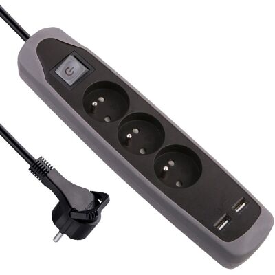 ELECTRALINE 35613 Strömskena - 3 uttag, 2 USB, Silikonskydd ELECTRALINE 35613 Strömskena - 3 uttag, 2 USB, Silikonskydd