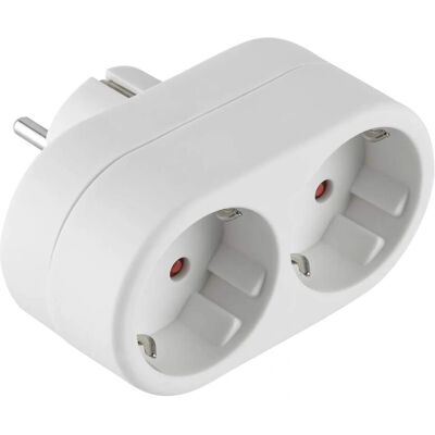 Electraline Dubbele Schuko Adapter 16A Wit - Stroomadapter Electraline Dubbele Schuko Adapter 16A Wit - Stroomadapter