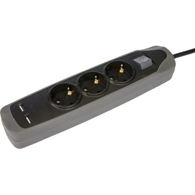 Regleta Electraline 62150 - 3 Tomas, 2 USB, Base de silicona Regleta Electraline 62150 - 3 Tomas, 2 USB, Base de silicona