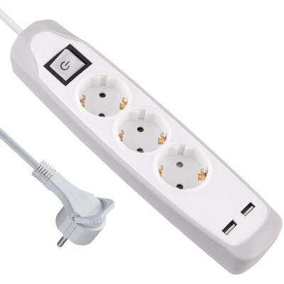 Regleta Electraline 62153 - 3 Tomas, 2 USB, 2m Cable Regleta Electraline 62153 - 3 Tomas, 2 USB, 2m Cable