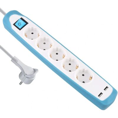 SUMINISTROS JAIZKIBEL Mehrfachsteckdose - 5 Steckdosen, 2 USB, 2M Kabel - Mehrfachsteckdose SUMINISTROS JAIZKIBEL Mehrfachsteckdose - 5 Steckdosen, 2 USB, 2M Kabel - Mehrfachsteckdose