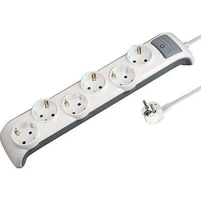 Przedłużacz Electraline 62507 biały z wyłącznikiem - 6 gniazdek - 2m Przedłużacz Electraline 62507 biały z wyłącznikiem - 6 gniazdek - 2m