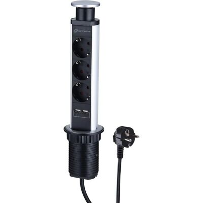 ELECTRALINE Modelo 62557 Multipresa - 3 Enchufes, 2 USB, Cuerpo de aluminio ELECTRALINE Modelo 62557 Multipresa - 3 Enchufes, 2 USB, Cuerpo de aluminio
