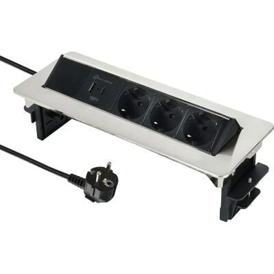 ELECTRALINE 62570 Rozgałęziacz wysuwany - Biurko, 3 Schuko + 2 USB ELECTRALINE 62570 Rozgałęziacz wysuwany - Biurko, 3 Schuko + 2 USB