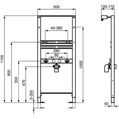 Element de lavoar Ideal Standard - Montaj reglabil - 1150-1350mm - Element de lavoar Element de lavoar Ideal Standard - Montaj reglabil - 1150-1350mm - Element de lavoar