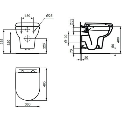 Ideal Standard R002601 Wand-WC - Randloses Wand-WC mit Softclose Ideal Standard R002601 Wand-WC - Randloses Wand-WC mit Softclose