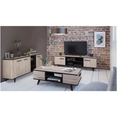 Support TV Scandinave Demeyere - Chêne Brossé & Noir - TV, Table Basse & Buffet - Publicité Support TV Scandinave Demeyere - Chêne Brossé & Noir - TV, Table Basse & Buffet - Publicité