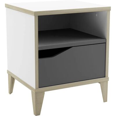 MIROYTENGO Weiß-Graue Nachttisch - 44x37x33 cm - Nachttisch MIROYTENGO Weiß-Graue Nachttisch - 44x37x33 cm - Nachttisch