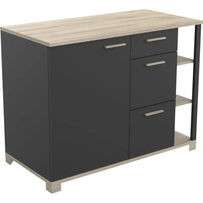 Miroytengo Küchenbuffet - Roble Kronberg und Schwarz Matt - Moderner Stauraum Miroytengo Küchenbuffet - Roble Kronberg und Schwarz Matt - Moderner Stauraum