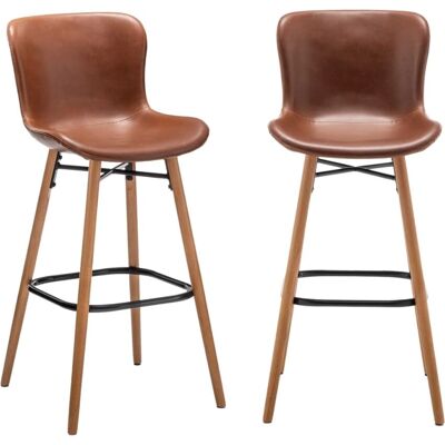 CALICOSY - Bar Stool Set 2 - Marron - Tabourets hauts - Publicité CALICOSY - Bar Stool Set 2 - Marron - Tabourets hauts - Publicité