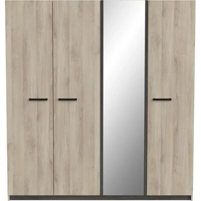 DEMeyere GROUP Watson Braun Kleiderschrank - 4-türen, Spiegel, 178cm DEMeyere GROUP Watson Braun Kleiderschrank - 4-türen, Spiegel, 178cm