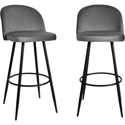 Houndi - Tabouret bar velours L52 - Noir - Lot de 2 - Publicité Houndi - Tabouret bar velours L52 - Noir - Lot de 2 - Publicité