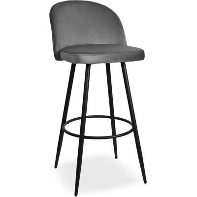 Houndi - Taburete bar de terciopelo L52 - Negro - Pack de 2 Houndi - Taburete bar de terciopelo L52 - Negro - Pack de 2