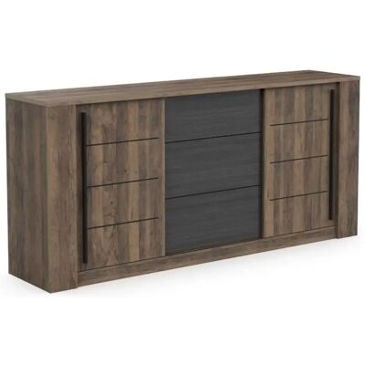 CBA MEUBLES Buffet Monaco - Chêne et noir - Portes coulissantes - 3 tiroirs - 94cm - Publicité CBA MEUBLES Buffet Monaco - Chêne et noir - Portes coulissantes - 3 tiroirs - 94cm - Publicité