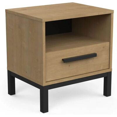 Miroytengo Hamilton Nightstand - Industrial Style, Oak & Black Matte Miroytengo Hamilton Nightstand - Industrial Style, Oak & Black Matte