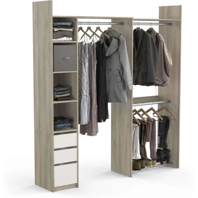 Armoire d'angle extensible - Chêne et blanc - 203.8x43.9x218.3 cm - Publicité Armoire d'angle extensible - Chêne et blanc - 203.8x43.9x218.3 cm - Publicité