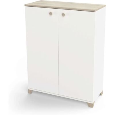 CALICOSY Izzy Armario Pequeño Blanco y Roble Kronberg - Mueble de Dormitorio CALICOSY Izzy Armario Pequeño Blanco y Roble Kronberg - Mueble de Dormitorio