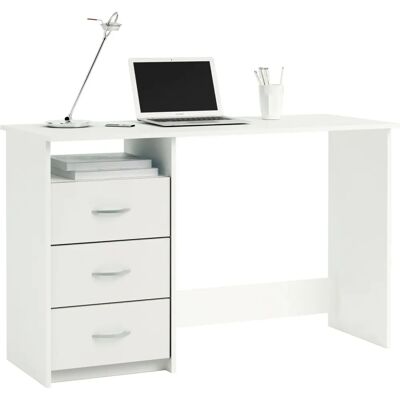 Escritorio de oficina ergonómico blanco DEMEYERE - 3 cajones y hueco abierto Escritorio de oficina ergonómico blanco DEMEYERE - 3 cajones y hueco abierto