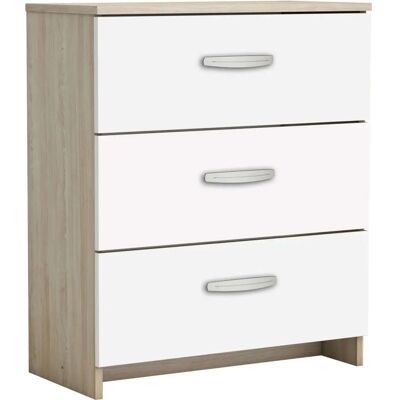 Miroytengo Commode chambre blanche et chêne Shannon - Mobilier moderne - Publicité Miroytengo Commode chambre blanche et chêne Shannon - Mobilier moderne - Publicité